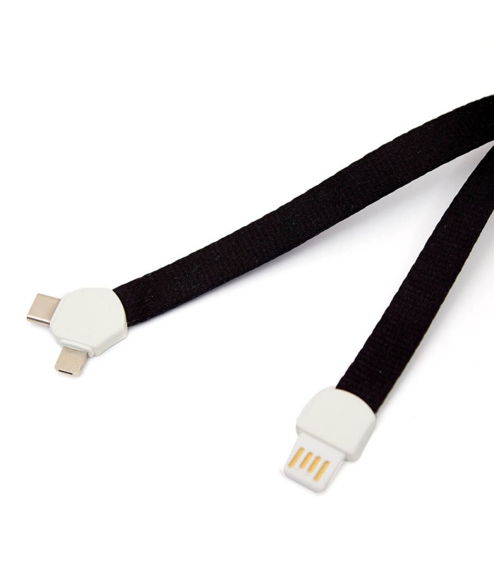 ▷ Cinta porta credencial de Polyester con cable USB