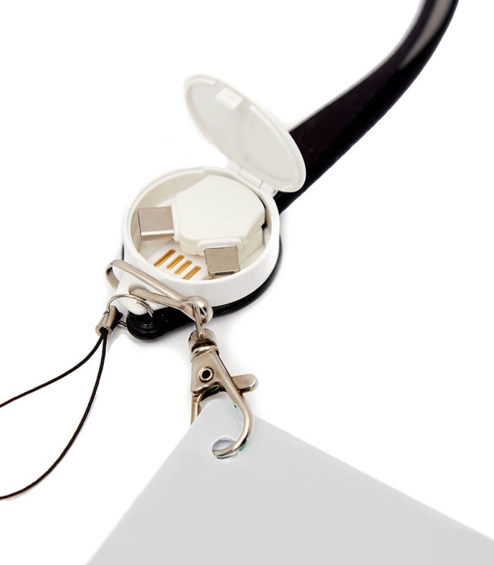 ▷ Cinta porta credencial de Polyester con cable USB