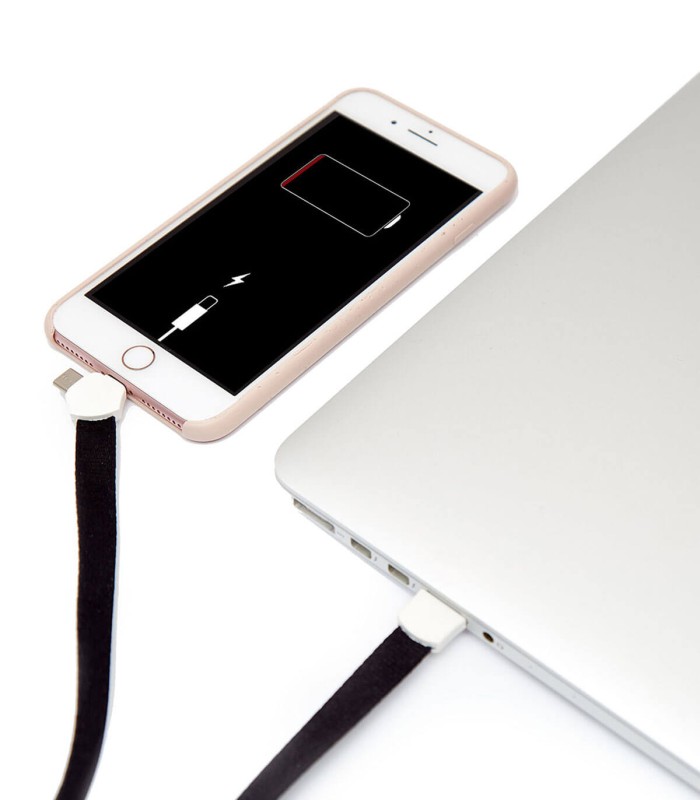 ▷ Cinta porta credencial de Polyester con cable USB